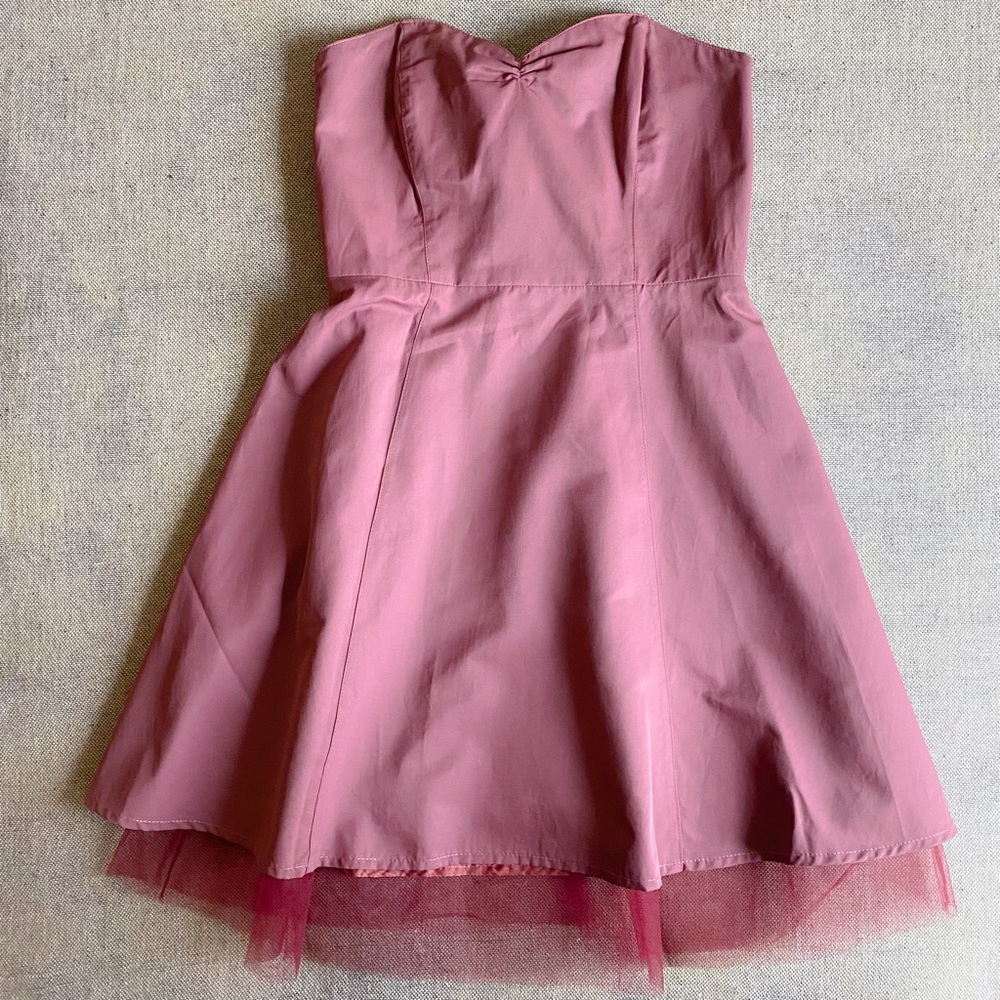 French Sweetheart Mauve Strapless Dress with Tulle from Paris US 10 EU 42